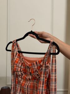Chic Plaid Tie-Strap Top