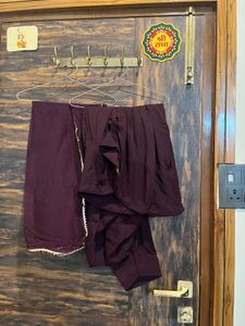 Embroidered Maroon/Baingni Kurta with Patiyala