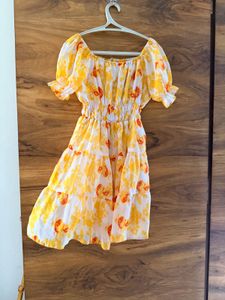 Sunny Yellow Floral Tiered Mini Dress