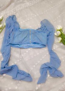 Pretty Little Thing Baby Blue Crop Top
