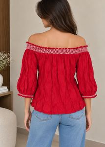 Chic Off-Shoulder Red Top