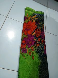 "Green 💚" Printed Saree With Unstitched Blouse