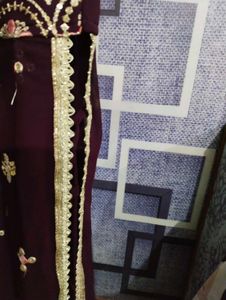 Embroidered Ethnic dress with plain palazzo nd bea