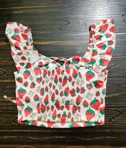 Strawberry Print Crop Top