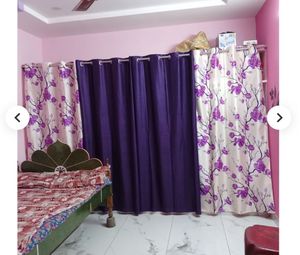 Floral &amp; Solid Purple Curtains