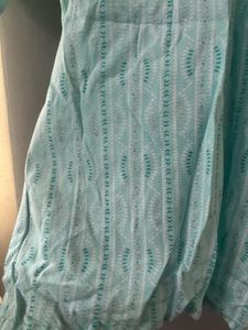 Sky Blue Printed Kurti with Lace Detail