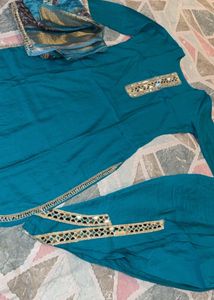 pretty Teal dhoti Kurta Set with MirrorWork  😍