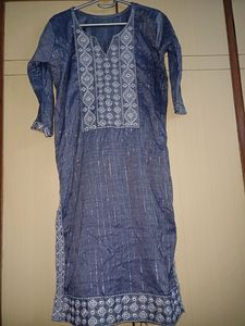 Shark Grey Kurti ,Simple Kari, V Neck, L Size