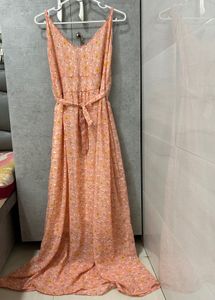 Peach Floral Maxi Dress