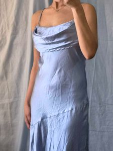 Satin Cowl Neck Midi Dress