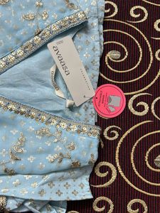 Light Blue Embroidered Kurti