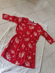 Red Floral Mini Dress(H&amp;M)