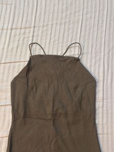 Brown halter strip neck mini dress