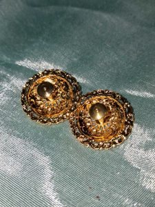 Gold played Earings (Set OF 2)