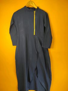 Navy Blue Side Cut Chain Neck Kurti
