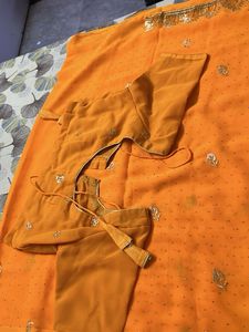Elegant Yellow Embellished Saree