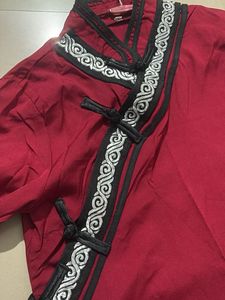 Vibrant Red Embroidered Kurta