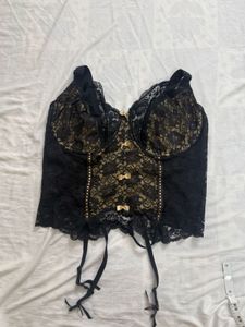 Black Faux Leather Corset Top