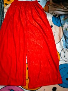 Pleated Palazzos - Grey &amp; Red Set