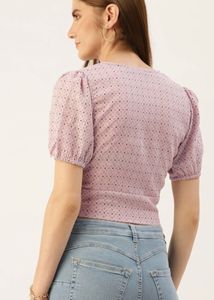 Chic Lavender Tie-Front Crop Top