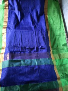 BrandNew ElegantBlue&amp;Green SilkSaree+UnsticheBlous