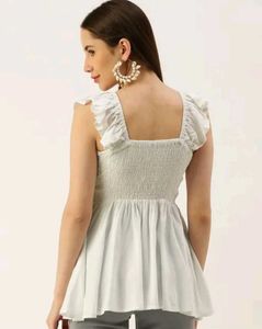 Chic White Twist Front Tunic Top
