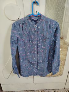 Blue Floral Button-Down Shirt