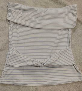Blue Striped Off-Shoulder Top