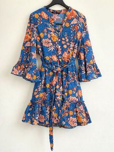 Boho Floral Print Ruffle Dress