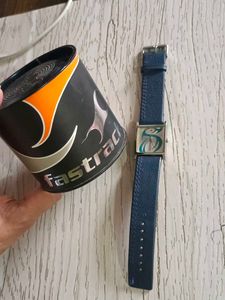 Vintage Blue Leather Strap Watch