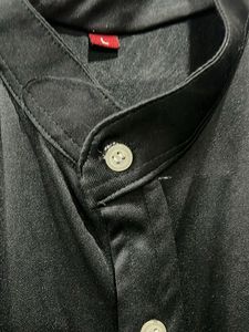 Men's Black Mandarin Collar Shirt