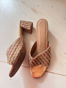 Embellished Block Heels