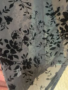 Black Floral Mesh Mock Neck Top