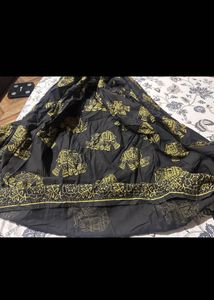 Black &amp; Gold Elephant Print Ethnic Skirt