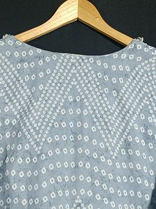 Grey and White Printed Shirt Kurti (Women)