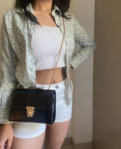Branded Co-ord Set of Shirt and Denim Shorts