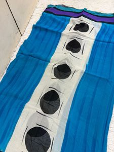 Blue Abstract Print Saree