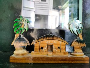 HANDMADE WOODEN HOUSE WITH HUTS SHOWPIECE 👍🏻