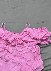 Chic Pink Off-Shoulder Ruffle Top