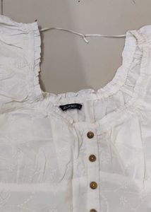 Cute White Cropped Puff Sleeve Top