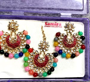 Boho Multi-Color Beaded Jhumka Earrings