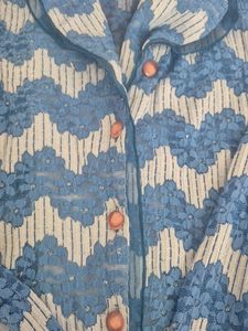Blue Chevron Pattern Blouse