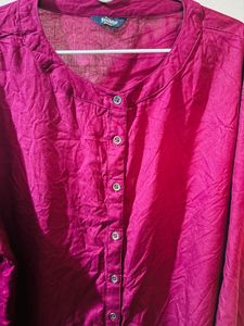 Women Burgundy Solid Casual Shirt - XL