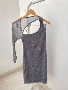 KASSUALLY Black and White Striped  Dress