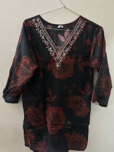 Embellished Floral Kurta Top