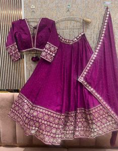 Stunning Purple Embroidered Lehenga Choli