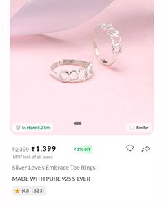Pure 925 Silver Toe Rings