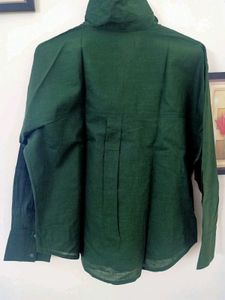 Elegant Green Long Sleeve linen Top