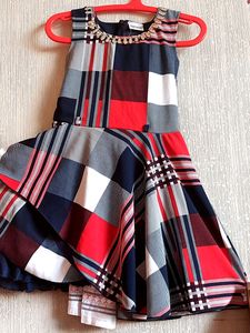 Combo Stylish Checkered Fit &amp; Flared Dress And Fruity Orange Polka Dots