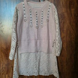 Chic Lace Sleeve Sweater Top